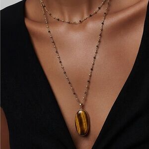 Tiger's Eye Jewelry Set with Pendant Necklace, Stretch Bracelet & Earings